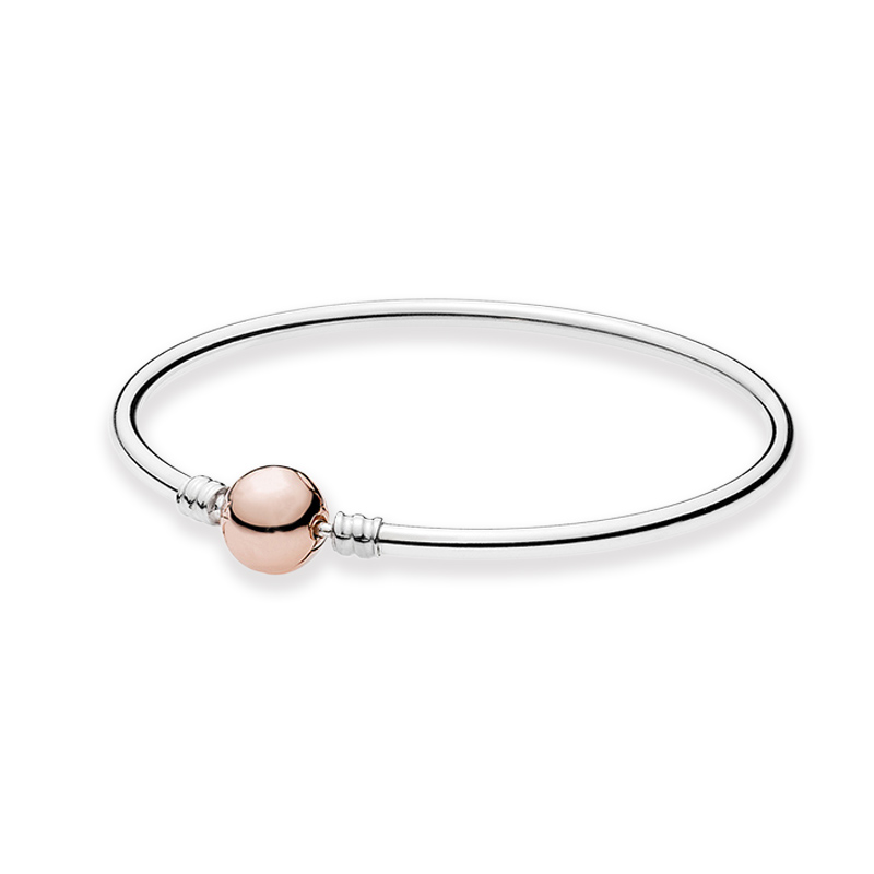 Rose Gold Bead Clasp Bangle Bracelet 925 Sterling Silver Luxurious Bracelets Women Girlfriend Gift Wedding Party Jewelry Golden Charm bracelet wi