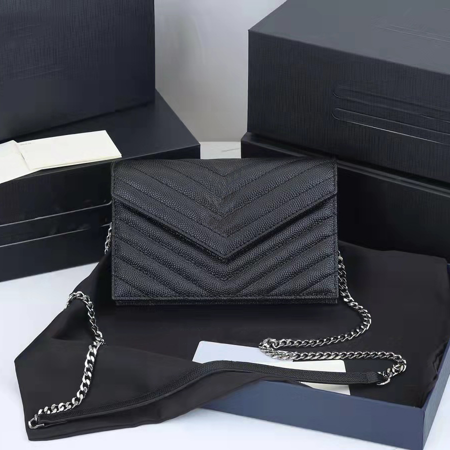 

Y Genuine Leather Handbag Women Bag Original Box Messenger Shoulder Purse Chain with card holder slot clutch, #7 box