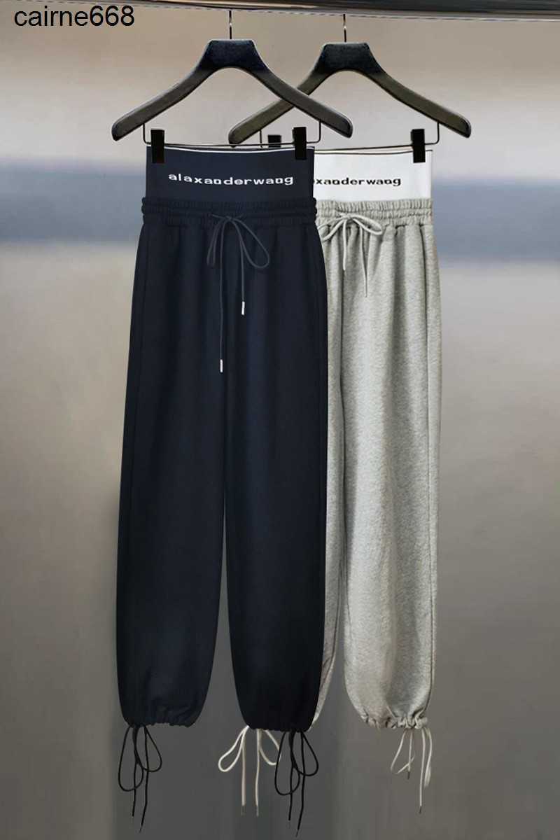 Women's designer Pants New Grey Casual Pants Women's Leggings Sweatpants High Waist Pants alexanders Fashion Letter Elastic Waist wangs-image-810641297