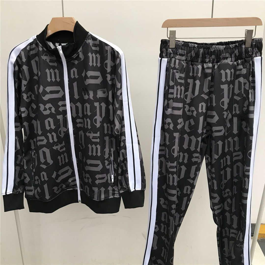 

Mens tracksuits plam designer jacket pants two-piece American hip hop zipper coat sweatpants men women running sports suit pa1, Red pants
