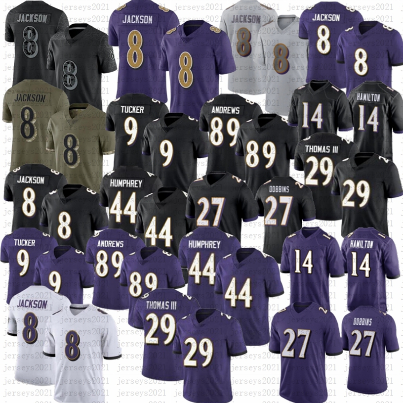 

Mens Women Youth 8 Lamar Jackson Football Jersey 14 Kyle Hamilton 44 Marlon Humphrey Queen 9 Justin Tucker 27 J.K. Dobbins 89 Mark Andrews jerseys, As