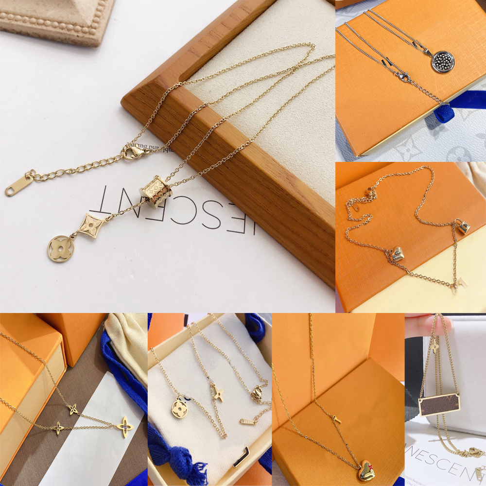 

23ss 20style Luxury Design Necklace 18K Gold Plated Stainless Steel Necklaces Choker Chain Letter Pendant Fashion Womens Wedding Jewelry