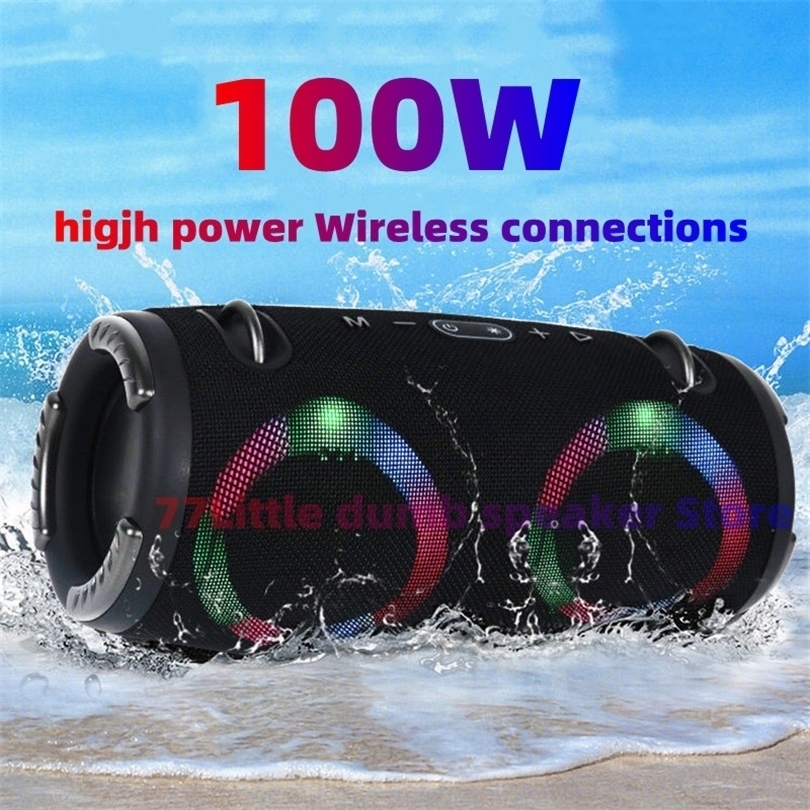 

Portable Speakers 100W high power wireless TWS subwoofer portable waterproof card speaker RGB colorful rotating flashing light bluetooth speaker 221017