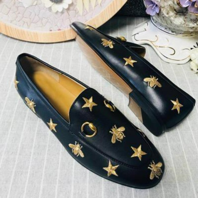 

Flat Shoes Luxury Shoes Loafers Princetown Metal Buckle Ladies Leather Printed Embroidery Designer G Bee Men Women Size 35-45 GKUR
