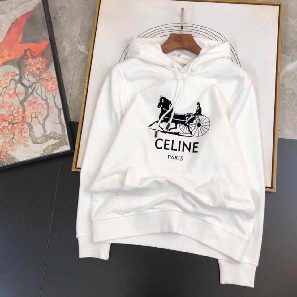 

Designer Luxury Celins Classic Autumn And Winter New Triumphal Arch Carriage Letter Print Hooded Drawstring Casual Men' And Women' Sweater