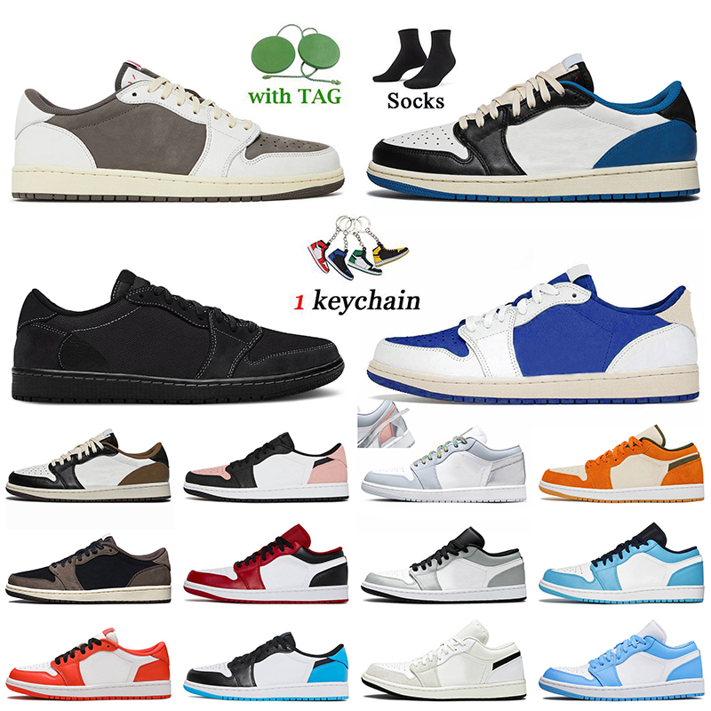 

2023 Fashion Jumpman 1 Low Basketball Shoes Cactus Jack Reverse Mocha 1s Lows Black Phantom True Blue Tear Away Silver Fragment Women Mens Trainers Sports Sneakers, A17 grey fog bleached coral 36-46