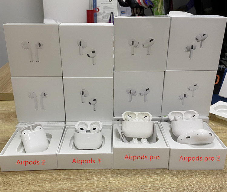 

Bluetooth Earphones For AirPods Pro 2 Air Gen 3 AP3 AP2 H1 Chip Rename GPS Charging Hinge case Wireless Bluetooth earphone Earbuds 2nd generation headset, White