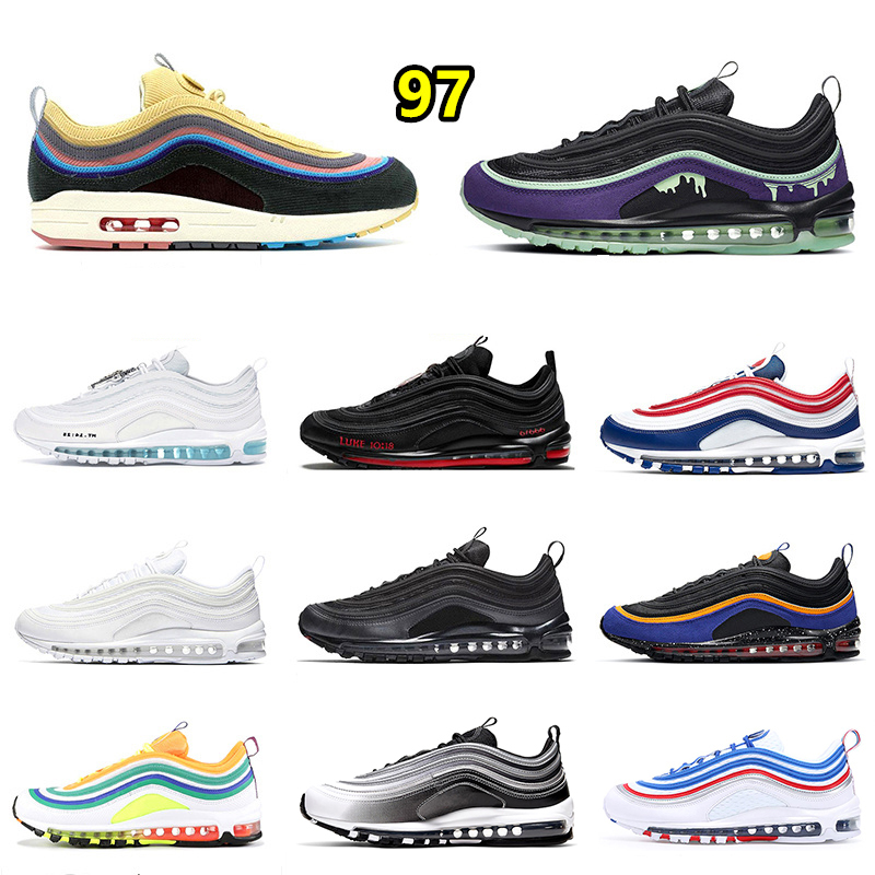 

97 Running Shoes Sean Wotherspoon 97 Halloween ACG Air USA Bright Citron Easter Ghost University Red Leopard Aurora Green Blue Hero Jesus satan max Platform Shoe, Box