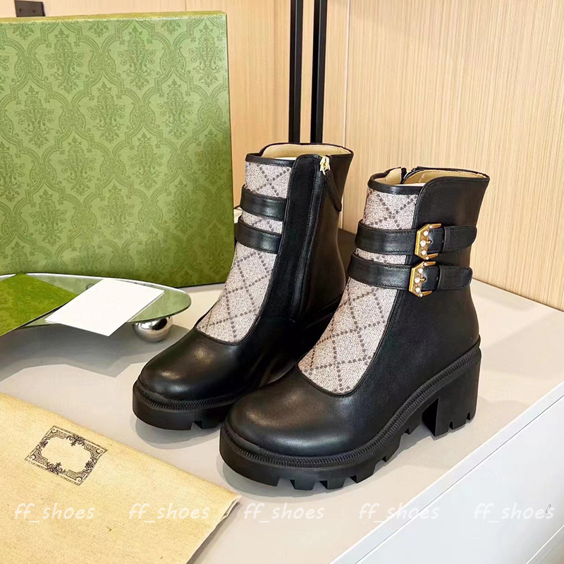 

High Heels Ankle Boot Women Designer Boots Real Shoes Fashion Winter Fall Martin Cowboy Leather Quilted Lace-up Motorcycle Shoe Rubber Lug Sole EUR Size 42, G3