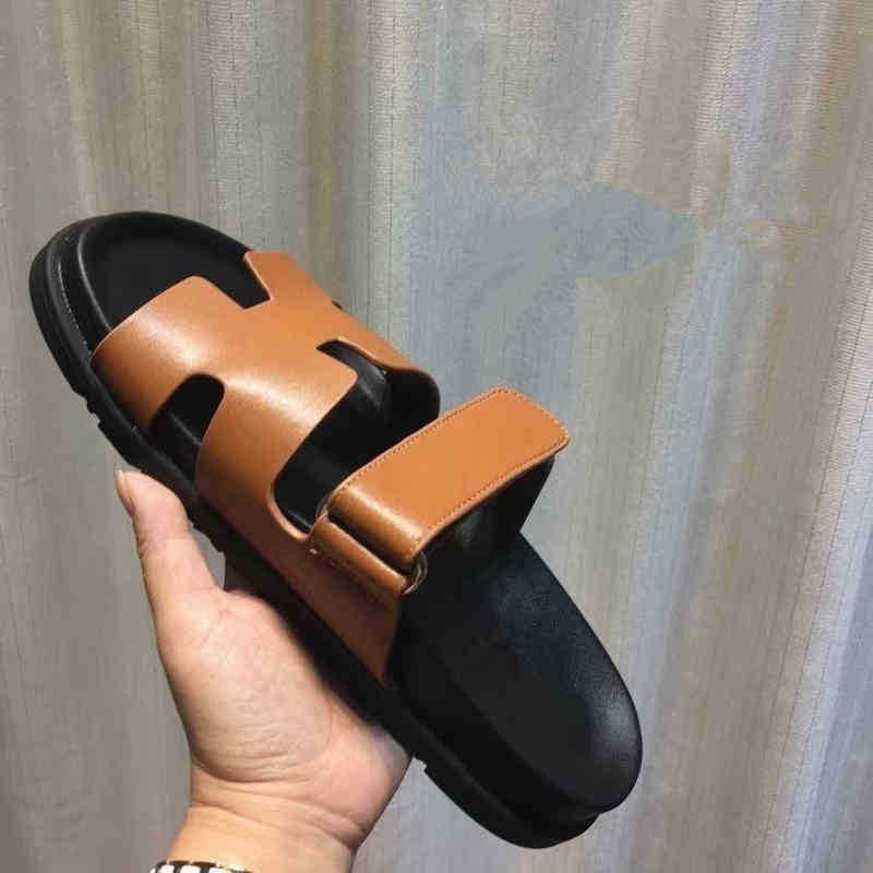 

Designer H slides slippers lovers herme sandals 2022 flat women designer leather multi color non-slip wear-resistant shoes dust bag high, Grey