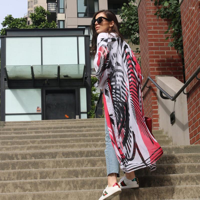 

Women's Blouses Summer Women Chiffon Blouse Floral Print Kimono Beach Lace Up Cardigan Tops Cover Wrap Sun Shirt Long Blusas, Picture shown