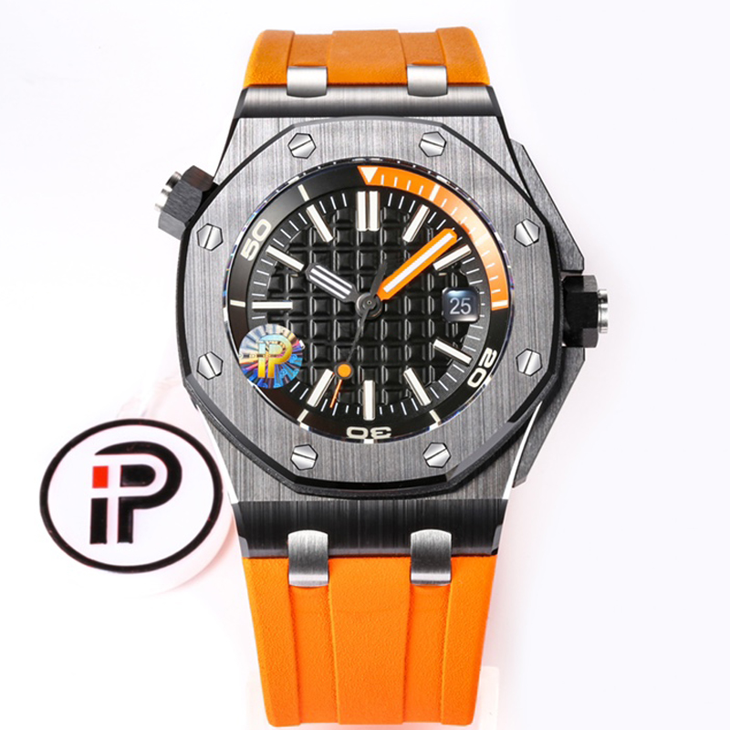 

IP factory Royal Watch luxury watches automatic ETA 3120 movement mechanical orange rubber strap Mechanical Men Sapphire WristWatches with box, 01 watch with box