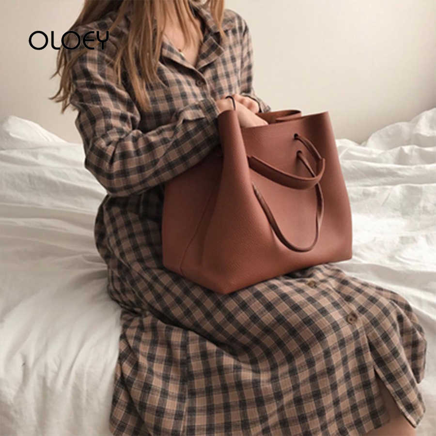 

Evening Bags bolsos mujer de marca famosa 2019 luxury brand handbags soild women shoulder bag casual tote Bags big capacity Bolsas Feminina L221014, Brown