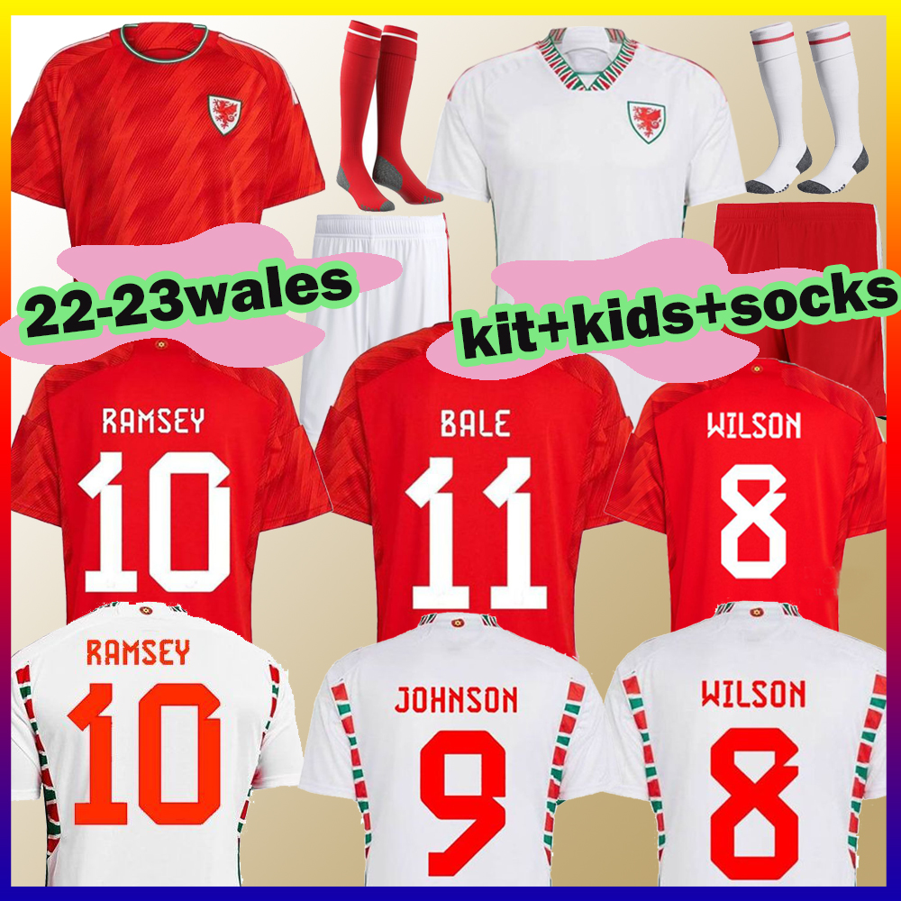 

22/23 Wales Soccer Jerseys world cup BALE WILSON WILSON ALLEN RAMSEY 2022 National Team Rodon VOKES home away men kids kit Short Football Shirt, 22-23 home