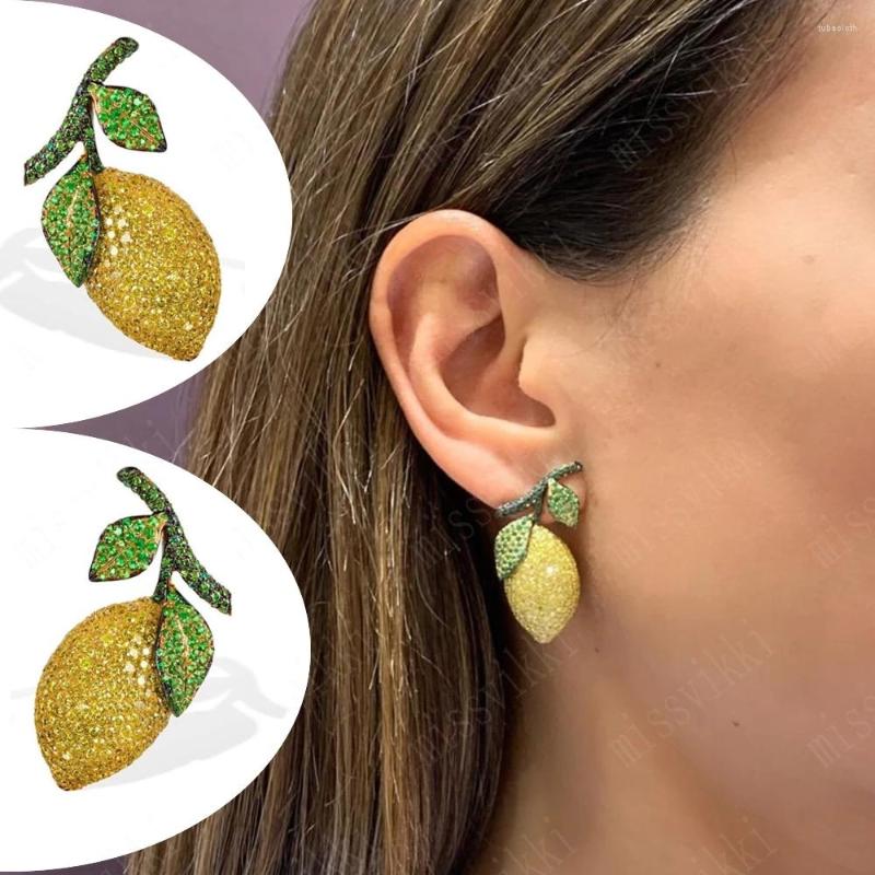 

Stud Earrings GODKI Trendy Yellow Green CZ Lemon For Women Wedding Party Fashion Jewelry Gift 2022