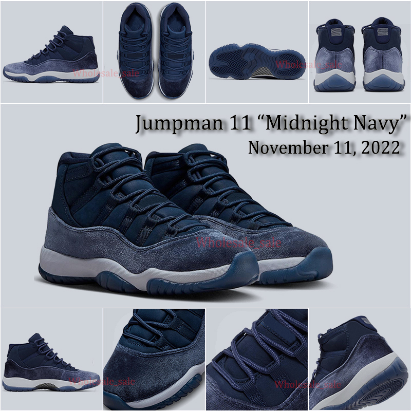 

Basketball Shoes 11s Mens Womens Sneakers Jumpman 11 Midnight Navy Metallic Silver White Trainers Release Date November 2022, 72-10 36-47