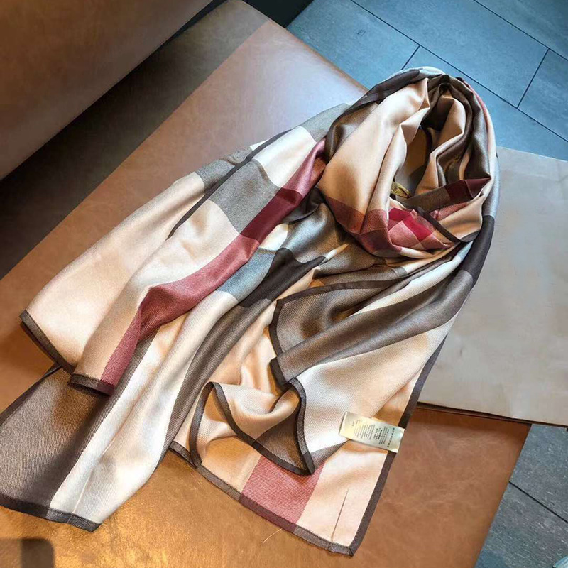 

Luxury Brand Women Summer Silk Pashmina BB Scarves Shawls Lady Wraps Soft female Geometry beach stole bandanna foulard muffler