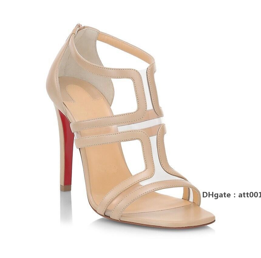 

Red-Bottoms shoes Christians 21S Women Sandal Red High Heels Back Zipper Tarlatarte PVC nude genuine Leather Sandals Lady Wedding Party wZG