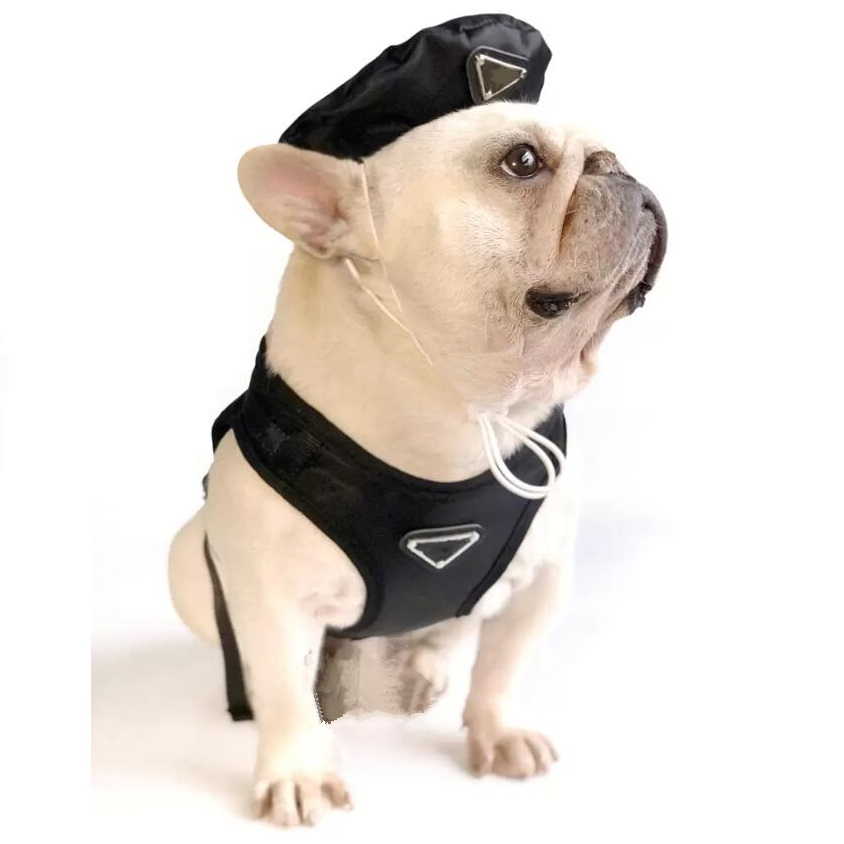 

Dog Dress Hat Set Brand Designer Dog Apparel Luxury Cats Dogs Clothes Pet Skirts for French Bulldog Poodle Schnauzer Pets Clothing, Black