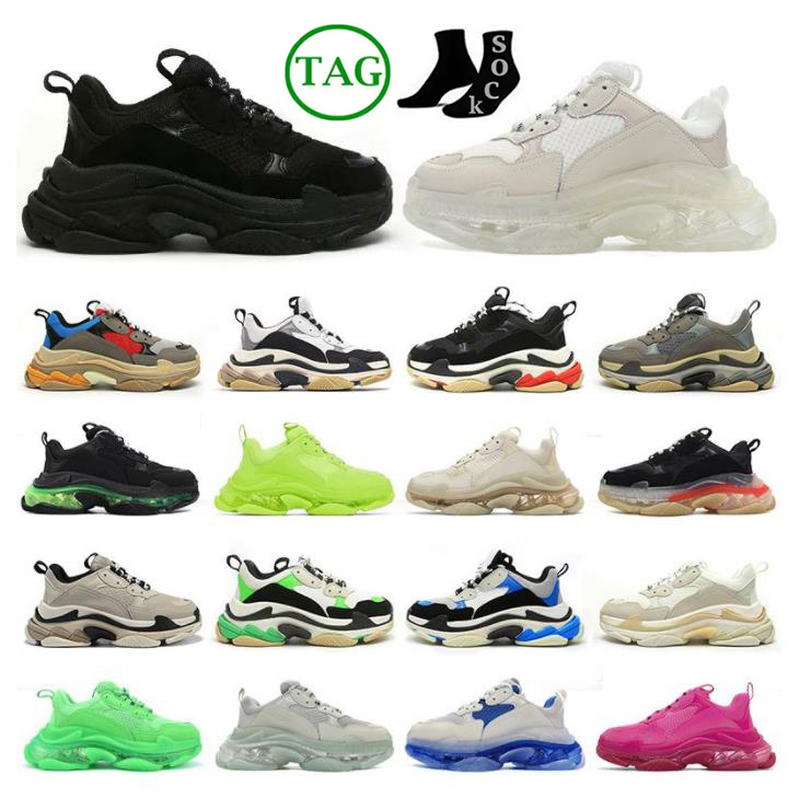 

Triple s Men Women Casual Shoes Luxury Platform Sneakers Clear Sole Black White Beige Teal Blue Bred Red Pink Mens Trainers Jogging Walking Fashion