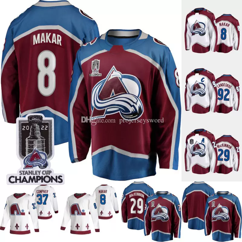 

College wear #8 Cale Makar Jersey 2022 Stanley Cup Champions Patch Nathan MacKinnon Mikko Rantanen Devon Toews Gabriel Landeskog Valeri Nich, Womens reverse retro s-xxl