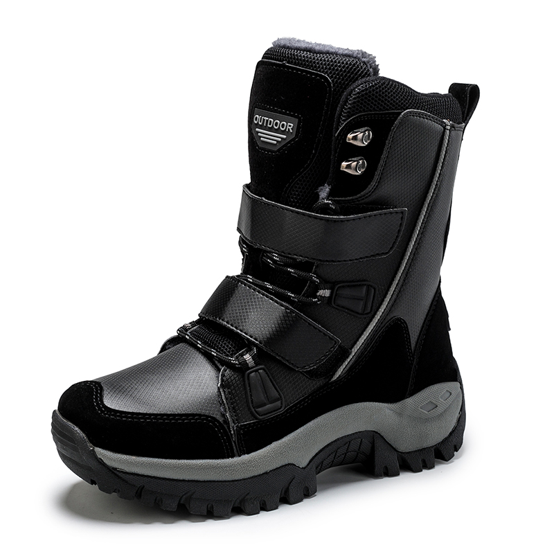 

PU long snow boots magic button cotton shoes thickened plush women's shoes size eur36-42