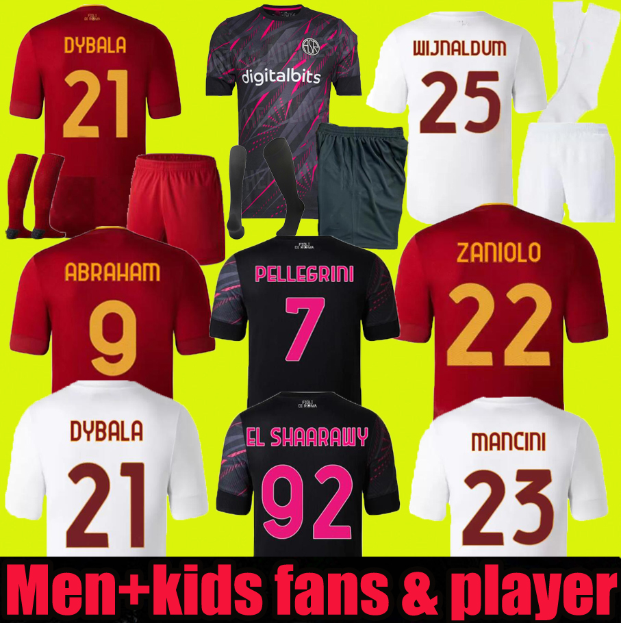 

22 23 DYBALA SOCCER JERSEYS ROMA home final CELIK Pellegrini Abraham 2022 2023 Wijnaldum Zaniolo MANCINI KUMBULLA men kids kit EL SHAARAWY football shirt, Yellow