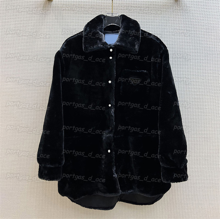 

Reversible Plush Womens Coat Winter Warm Long Sleeve Jacket Zipper Design Shirt Jacket, Wiht label *