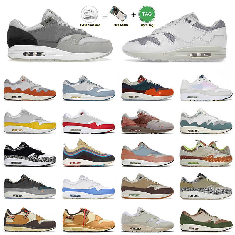 

Top Fashion Max 1 Running Sports Shoes Sneakers Size 13 Mystic Dates Patta 87 Gorge Green Dirty Denim Mens Women Airmaxs 1/87s Sneakers Trainers, C24 patta black grey 36-47