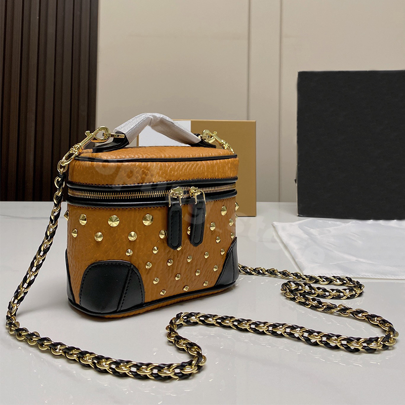 

Women Fashion Shoulder Bags Rivet Makeup Box Delicate Chain Bag Temperament Handbag Casual Totes Luxury Wallets Coin Pocket, Extra shipping fee we ship nothing