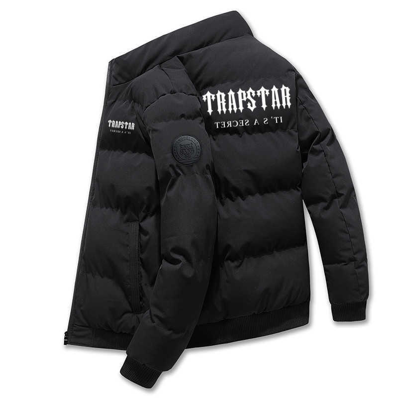

Men's Jackets 2022 New Men's Padded TRAPSTAR Printed Jacket Autumn and Winter Warm and Windproof Large Size Stand Collar Short Padded Jacket T221017, Black-b