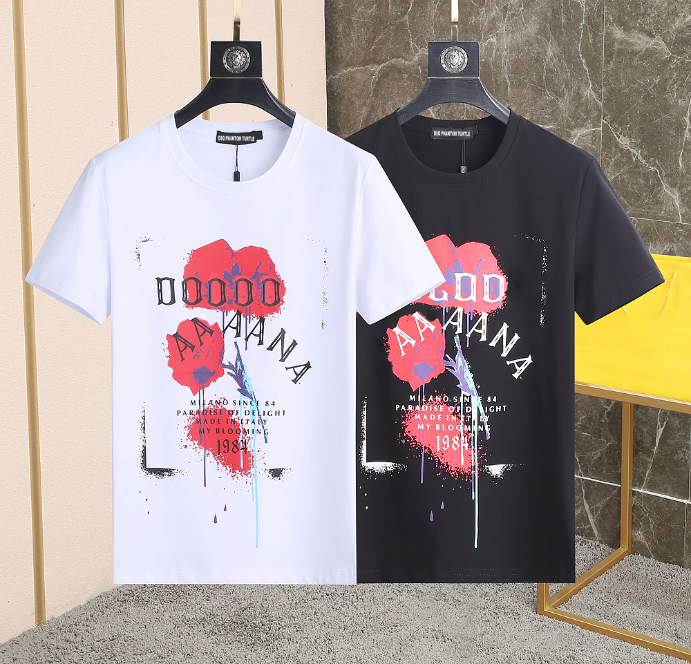 

DSQ PHANTOM TURTLE Mens Designer T shirt Italian Milan Fashion Inkjet Print Tshirts Summer Black White T-shirt Male Hip Hop Streetwear 100% Cotton Tops 11074