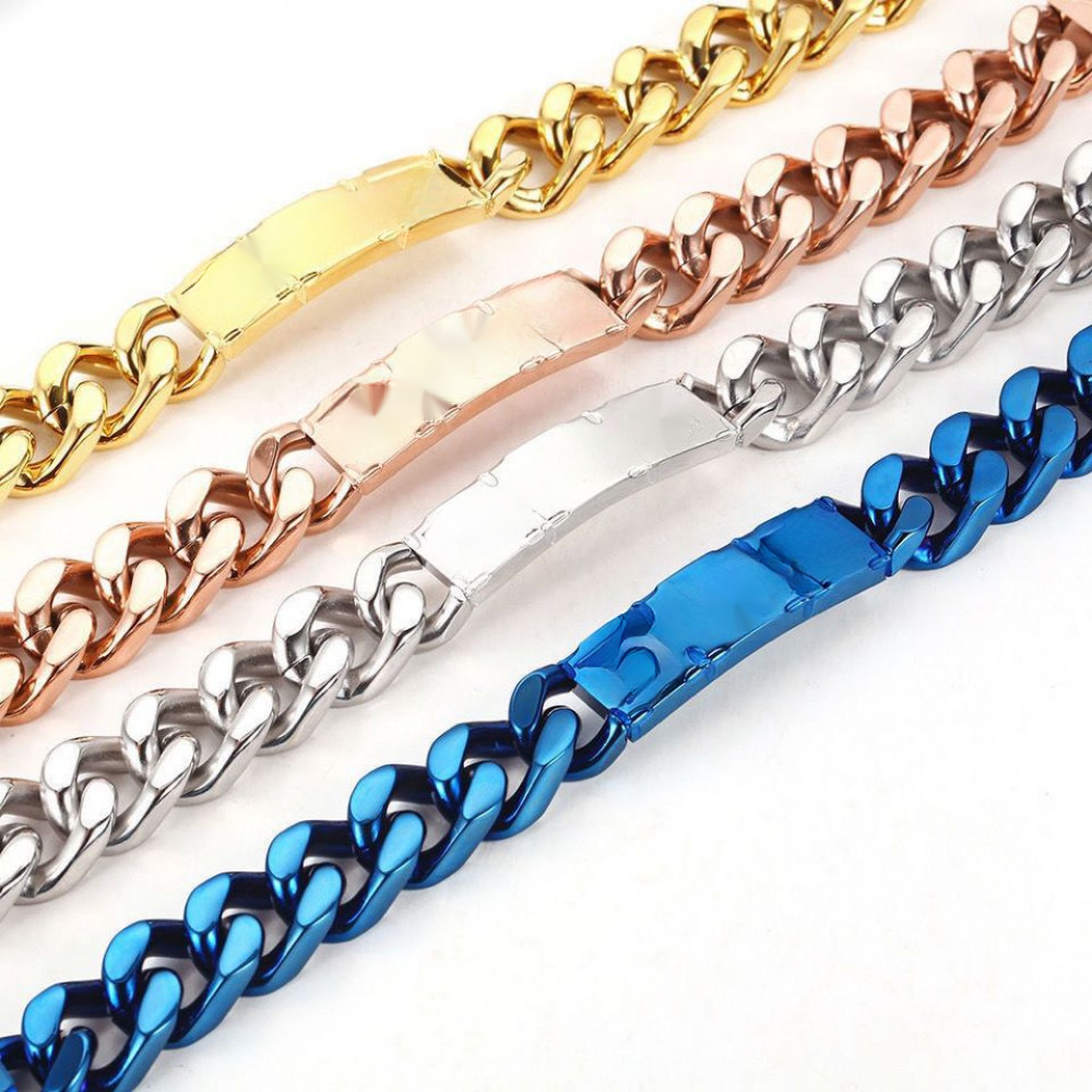 

Designer men women bracelet bangle unisex stainless steel jewelry couple punk hip hop bracelets cuban link chain charm luxury fashion jewelry halloween with box