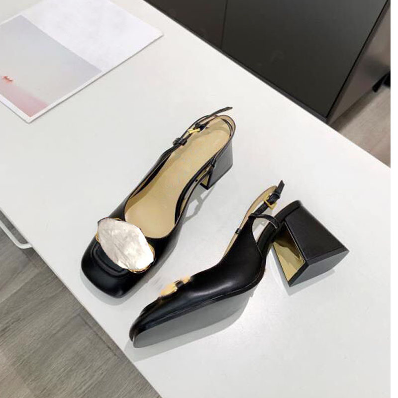 

Designer Sexy High Heels Summer Fashion Sandals Metal Buckle Thick Heel Elegant Baotou Women's Wedding Dress Office Women's Shoes, Pink