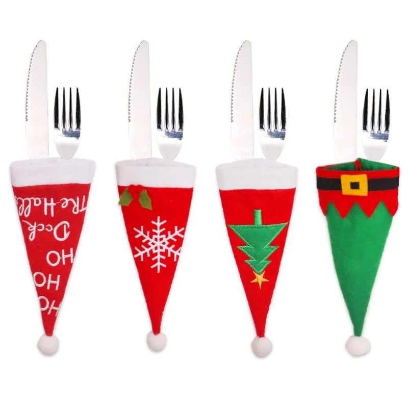 

New Year 2023 Christmas Gift Tableware Fork Knife Holder Bag Navidad 2022 Noel Christmas Decorations for Home Dinner Table Decor FY3970
