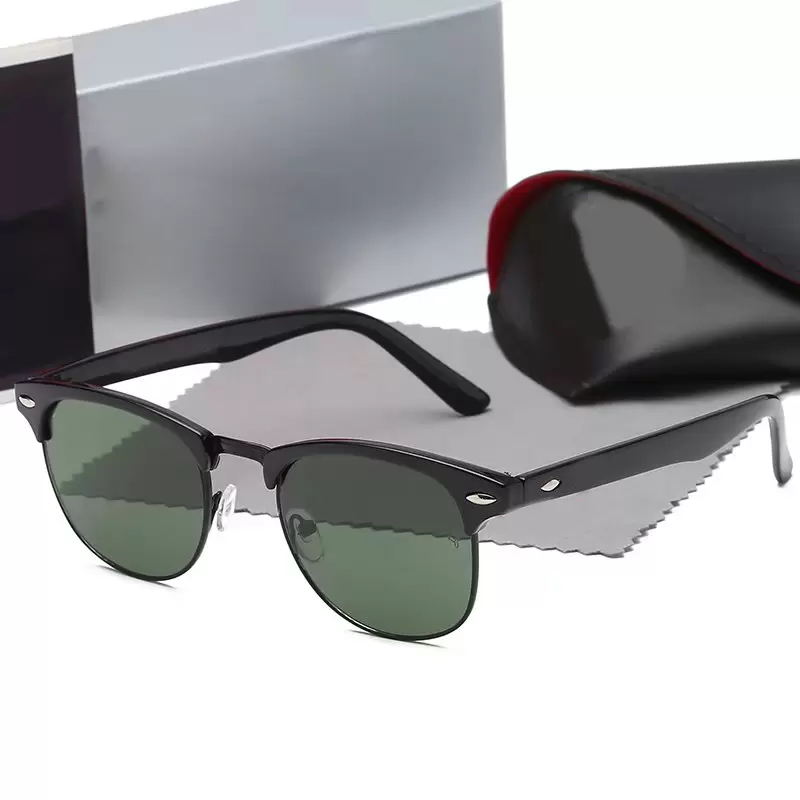 

Fashion Designer Round Sunglasses of Women Men UV400 Eyewear ray ban ben rayban Metal Gold Half Frame Glasses Mens Mirror glass Lens Sunglass with box