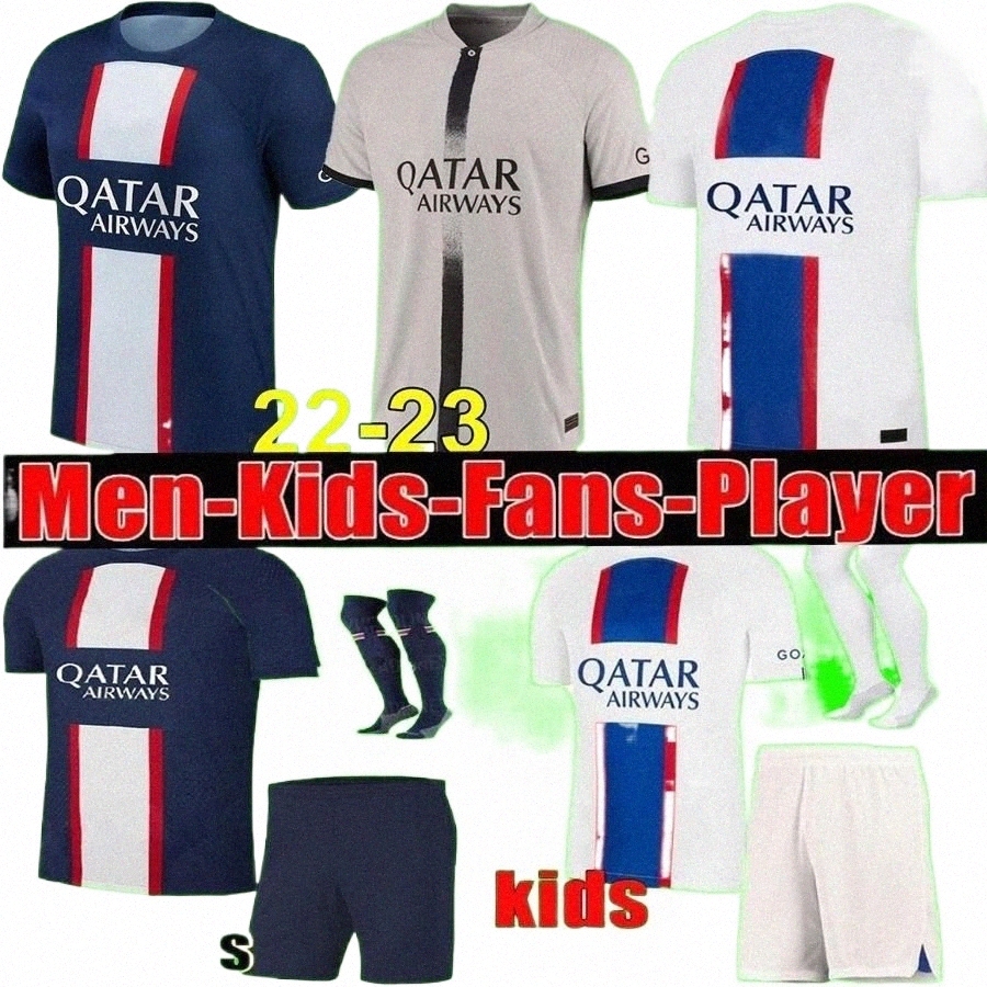 

SERGIO soccer jersey RAMOS WIJNALDUM NEYMAR JR shirt PSGs 2022 2023 MARQUINHOS MESSIs men adult kit kids sets, 22 23 away+patch