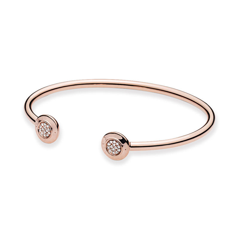 Rose Gold Pave Open Bangle Bracelet 925 Sterling Silver Luxurious Bracelets Girlfriend Gift Wedding Party Jewelry Diamond Cuff bracelet with Reta