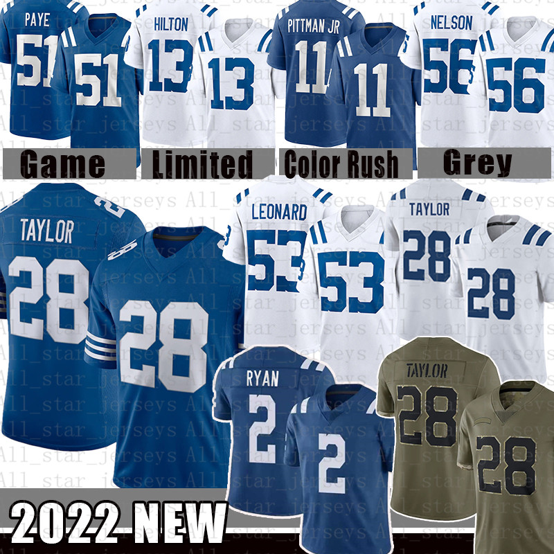 

Matt Ryan Jonathan Taylor Football Jersey Mens Darius Leonard Michael Pittman Jr. Quenton Nelson Alec Pierce Kenny Moore II Curtis Brooks Nick Cross Bernhard Raimann, Youth size s-xl (xm)