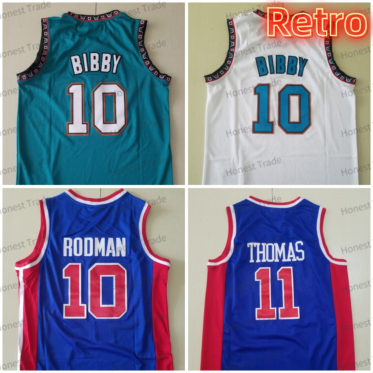 

Men 10 Dennis Rodman Basketball Jersey Isiah Thomas 11 Mike 10 Bibby White M&N Stitched Mens Jerseys Vintage, Men jersey