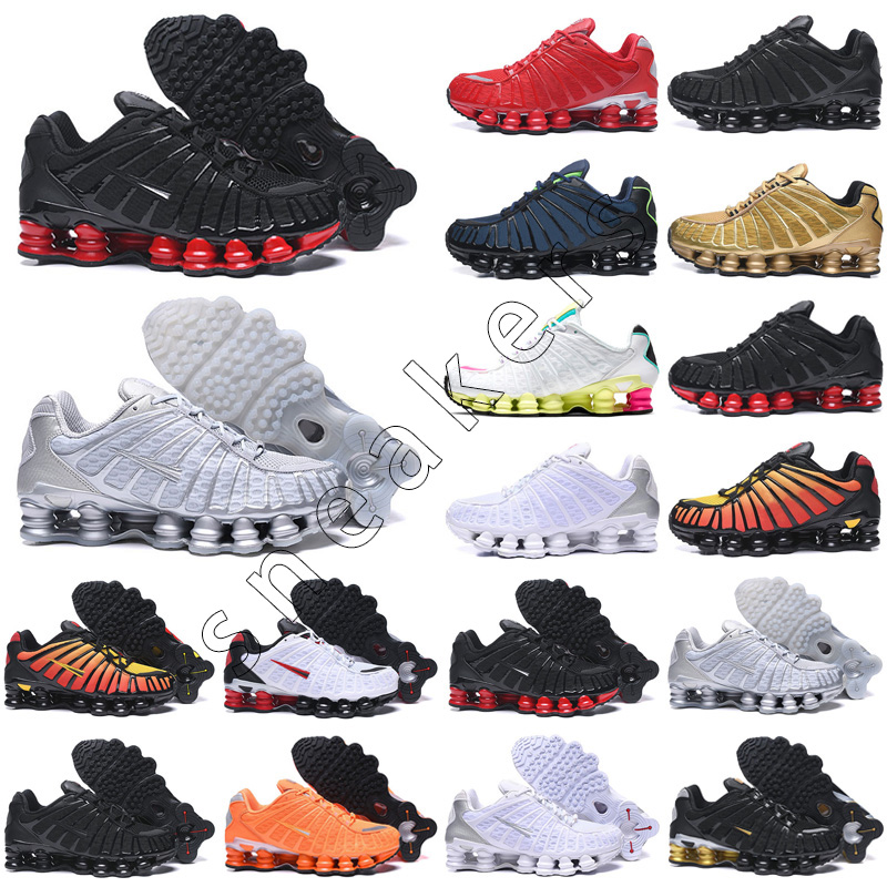 

shox tl r4 men women running shoes Triple Black White Silver Platinum Chrome Gold Wolf Grey Lime mens womens trainers sports sneakers runners 40-46, Color 3