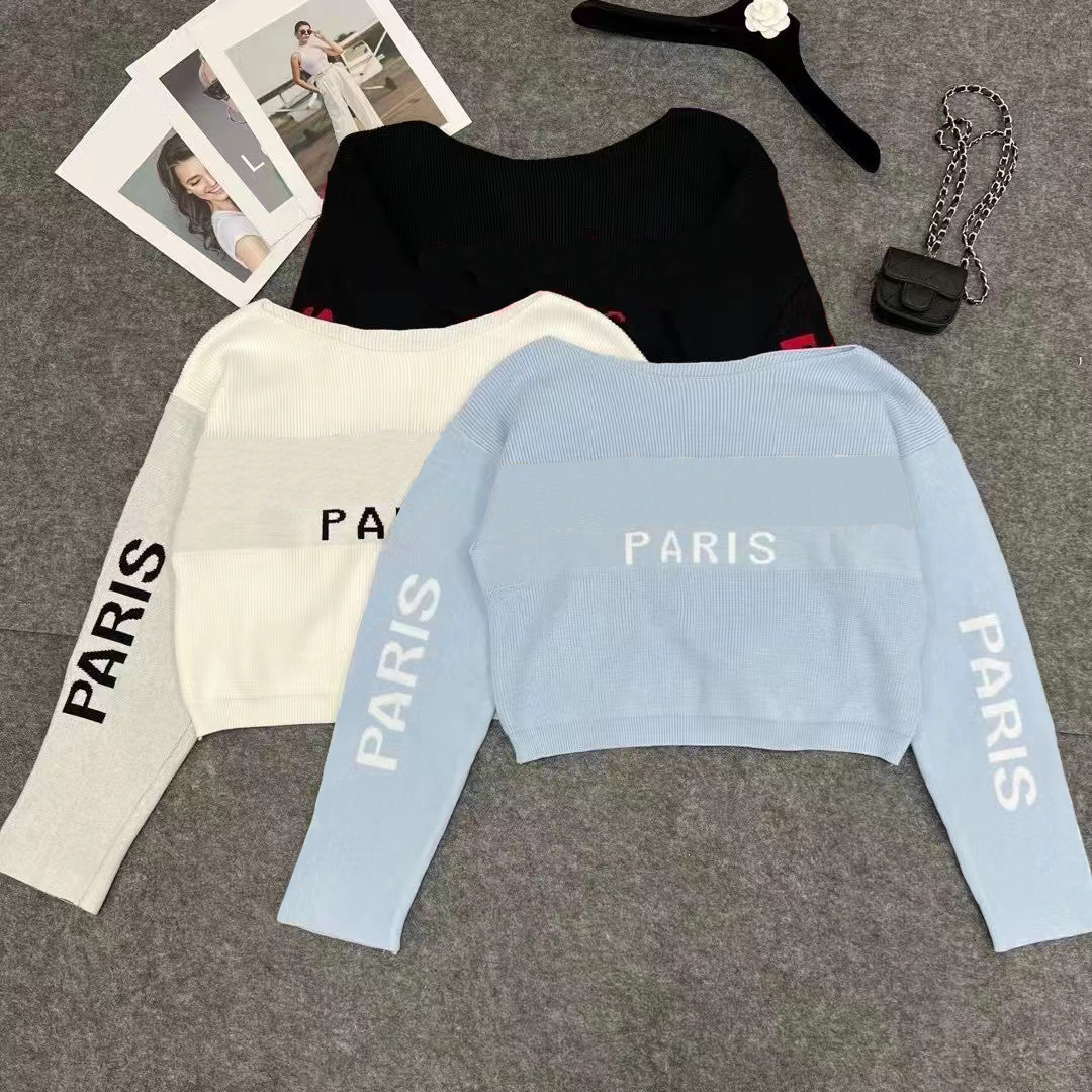 

Designer women sweaters long sleeve letter balmain One Shoulder Knit Letter Pullover Cardigan Sweater Style causal womens