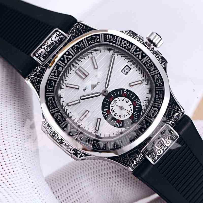 

Carved Nautilus two and a half needle mens watches automatic mechanical deep waterproof luminous sports leisure Watch wrist, Black