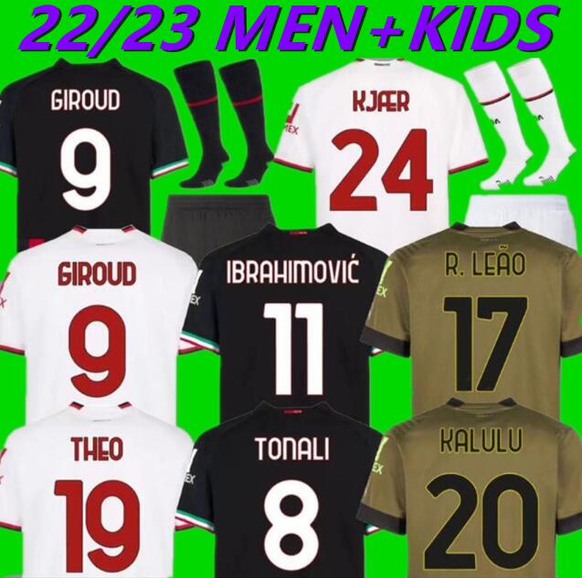 

IBRAHIMOVIC 22 23 soccer jersey AC MILANS GIROUD DE KETELAERE R. LEAO TONALI THEO football shirt 217, 22/23 men home