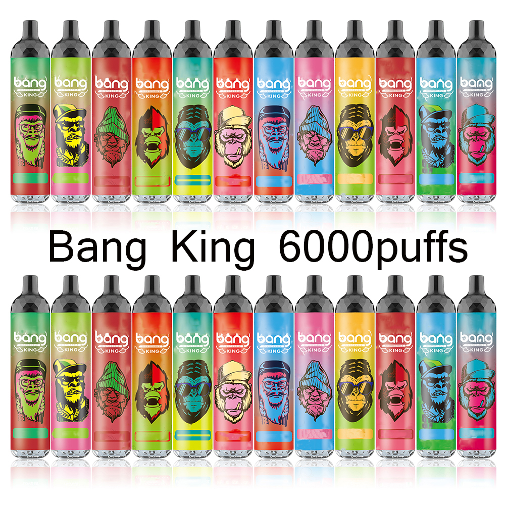 

Bang King 6000 Puffs E Cigarettes Electronic Disposable Vapes 6K Puffs Prefilled Mesh Coil 0% 2% 3% 5% 12 Colors Battery Rechargeable