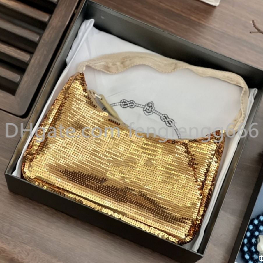 

High quality Shoulder Bag Fashion parachute fabric Sequin handbags unique designer moon shaped women Cross body bags Totes purse, 2-yellow