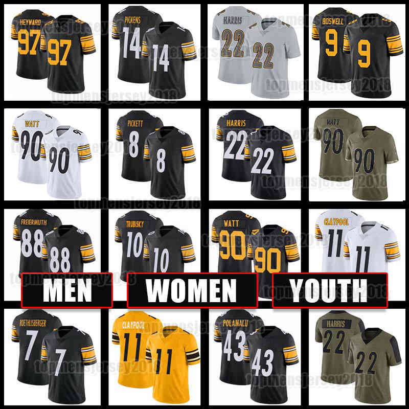 

8 Kenny Pickett Jersey 90 TJ Watt Football 22 Najee Harris Pat Freiermuth Minkah Fitzpatrick Mitchell Trubisky Chris Boswell Pittsburgh Steelers Jack Troy Polamalu, Men jersey(gr)