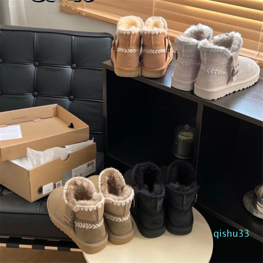 

ugglies boots New Fashion Snow Boots Luxury Designer Mini Short Thermal Shoes Winter Full Fur Plush Satin Slippers Leather Thick Sole Anti slip 36-40 63OP, No shoes