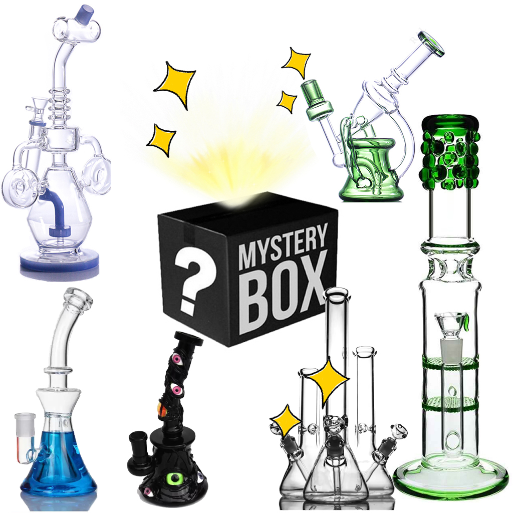 

Hookahs Mystery Surprise Blined Box Multi Styles Heady thick glass beaker bong recycler bongs big for smoking
