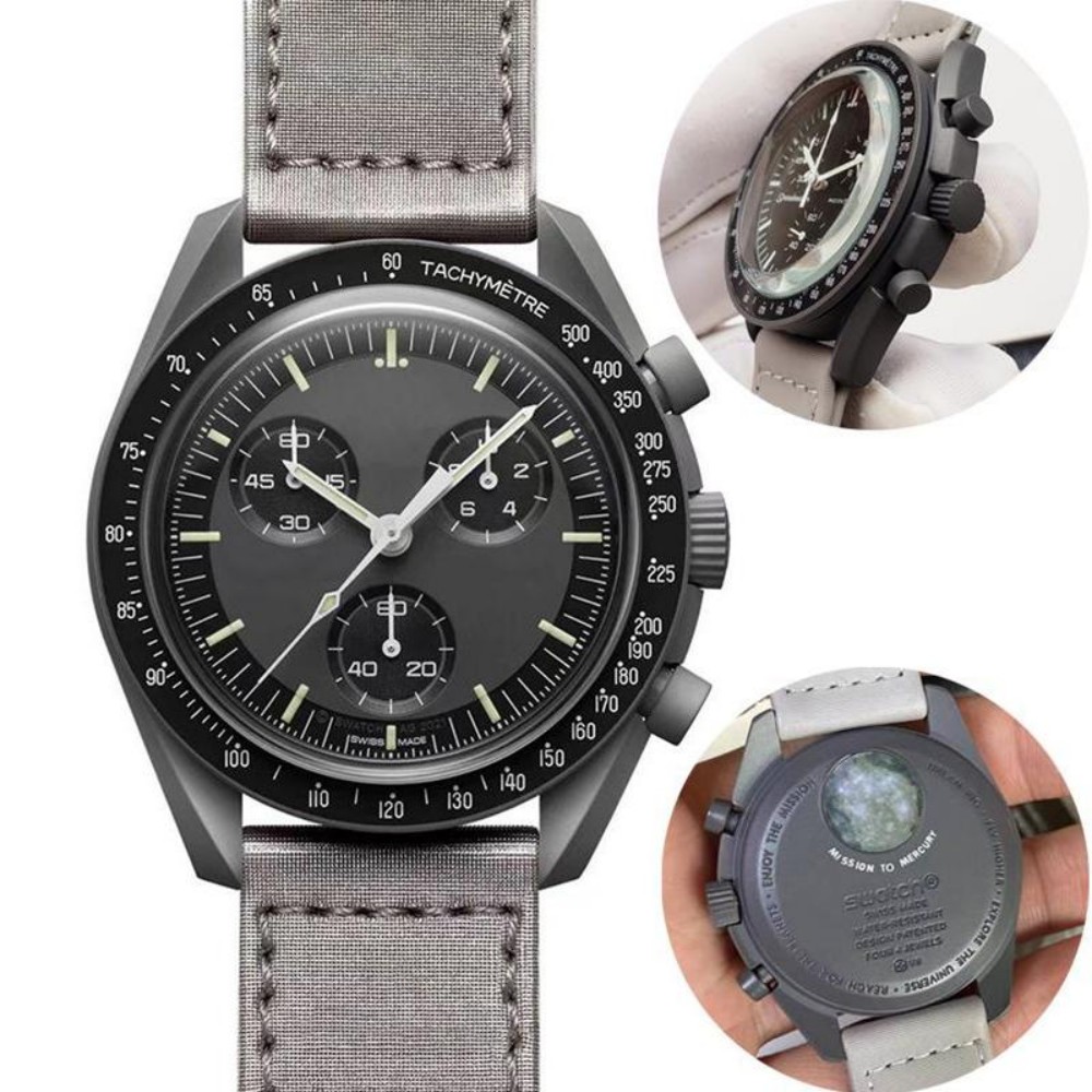 

Mens Bioceramic Planet Moon watches Full Function Chronograph Quarz Watch Mission To Mercury 42mm Luxury couple joint name Wristwatches, Watch box